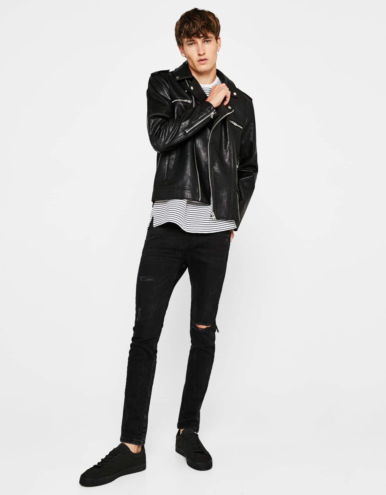 Faux Leather Biker Jacket - Imagen 5