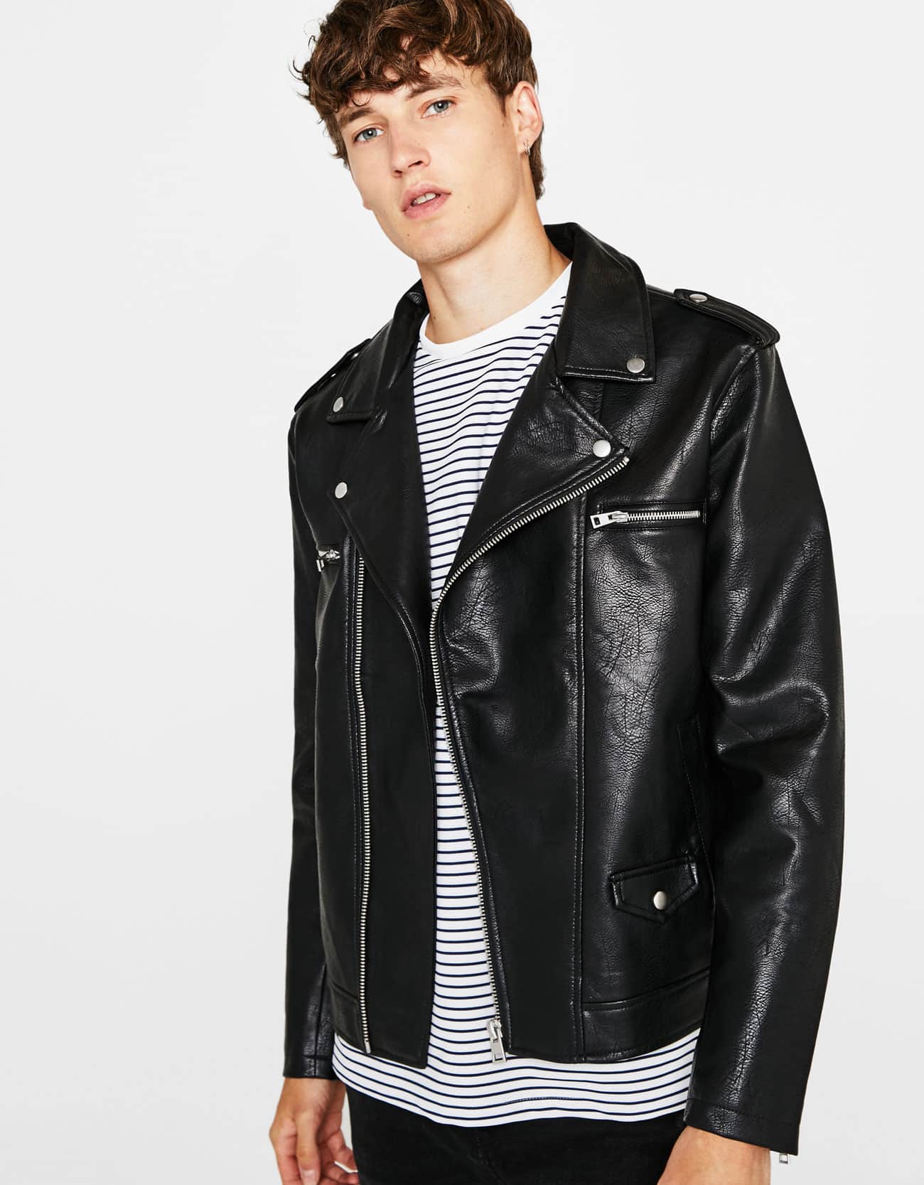 Faux Leather Biker Jacket - Imagen 3
