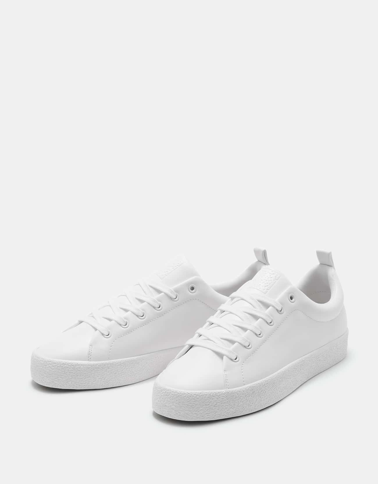 White Textured Sneakers - Imagen 3